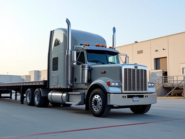 Dually truck with gooseneck flatbed trailer