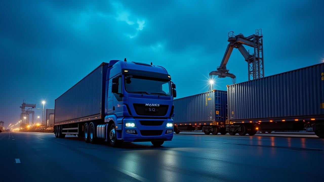 MDH truck transferring an intermodal container at a rail yard